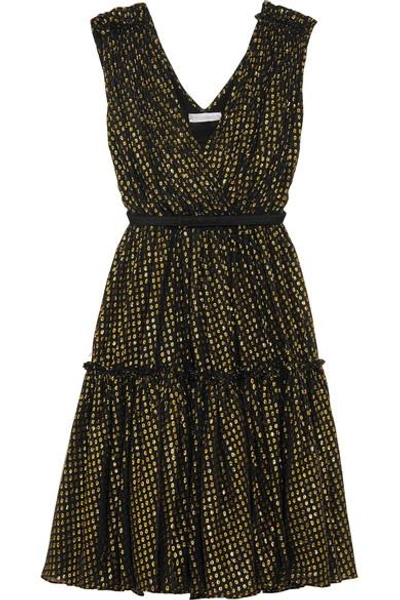 Shop Stella Mccartney Metallic Fil Coupé Silk-chiffon Dress In Gold