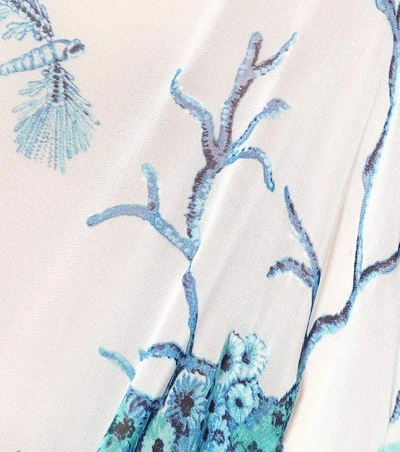 Shop Roberto Cavalli Floral-printed Silk Top In Blue