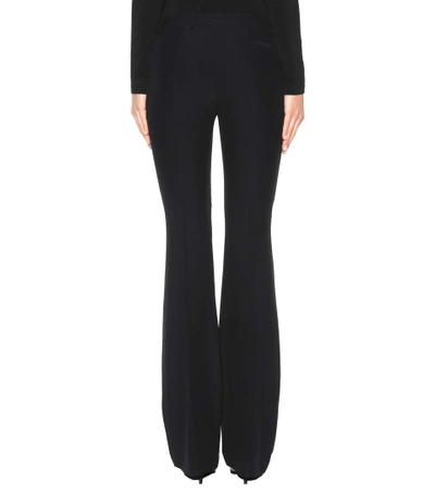 Shop Alexander Mcqueen Mid-rise Crêpe Pants In Black