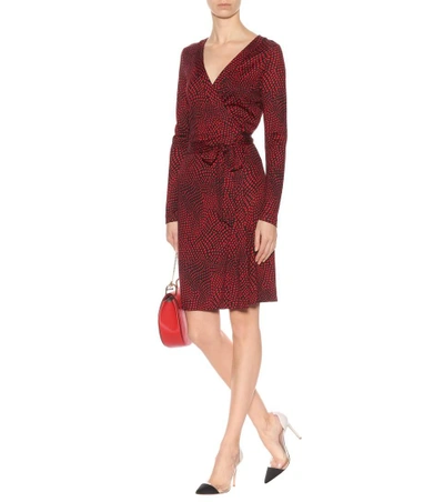 Shop Diane Von Furstenberg Polka Dotted Silk Wrap Dress In Red