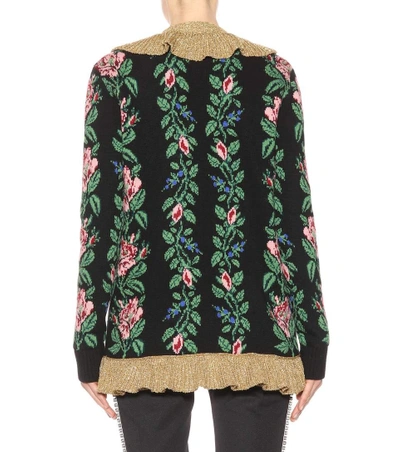 Shop Gucci Knitted Wool Cardigan In Black