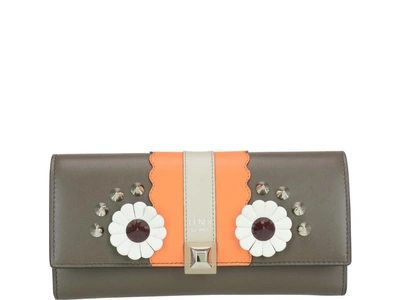 Shop Fendi Continental Wallet In Coal-orange-multicolor