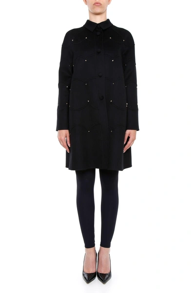 Shop Valentino Coat With Scalloped Detailing In Basicbasic