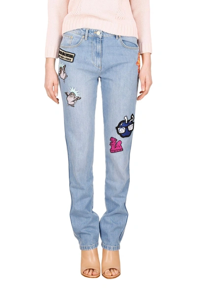 Shop Kenzo Jeans With Patches In Bleuceleste