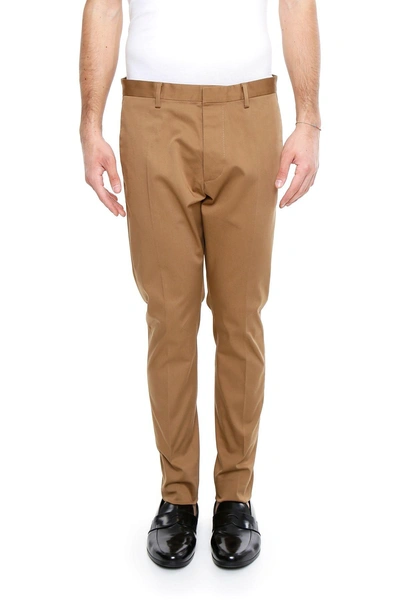 Shop Dsquared2 Cotton Twill Trousers In Camelbeige