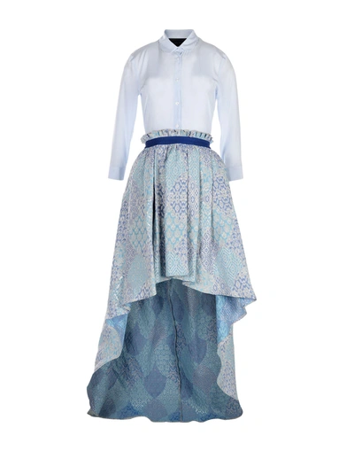 Shop Christian Pellizzari Long Dresses In Sky Blue