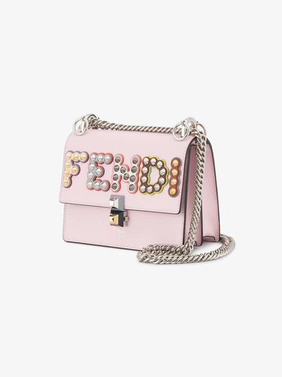 Shop Fendi Small Pink Logo Kan I Shoulder Bag In Pink & Purple