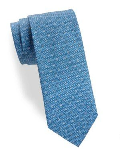 Shop Ferragamo Interlock Gancini Silk Tie In Blue