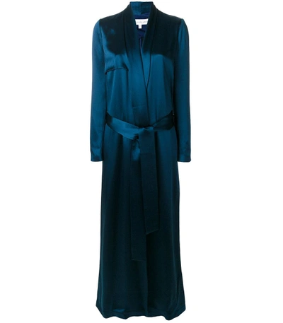 Shop Galvan Blue Floor Length Evening Coat