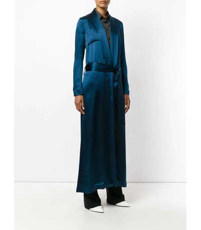 Shop Galvan Blue Floor Length Evening Coat