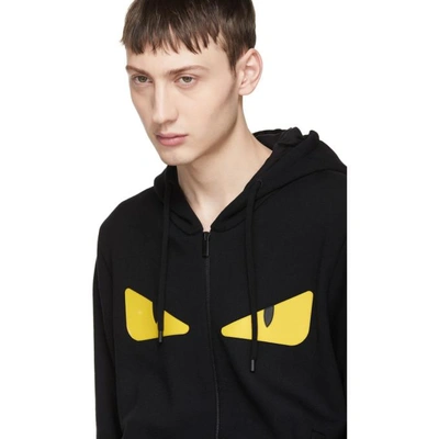 Shop Fendi Black 'bag Bugs' Zip Hoodie