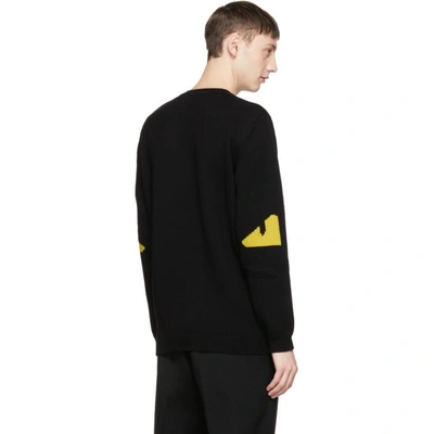 Shop Fendi Black 'bag Bugs' Sleeves Sweater