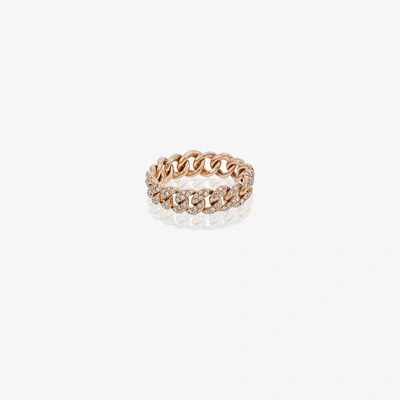 Shay 18k Rose Gold Mini Link Diamond Ring In Metallic