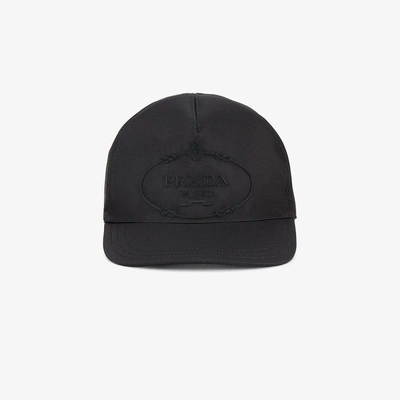 Shop Prada Nylon Logo Cap In Black