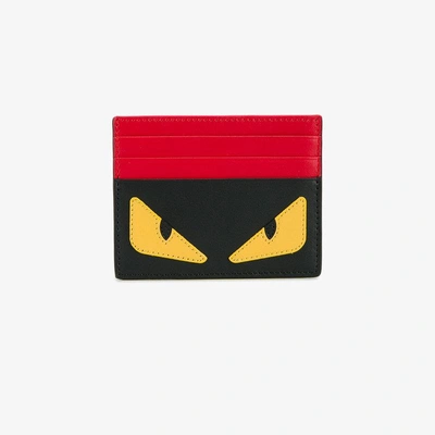 Shop Fendi Color Block Card Holder In Red