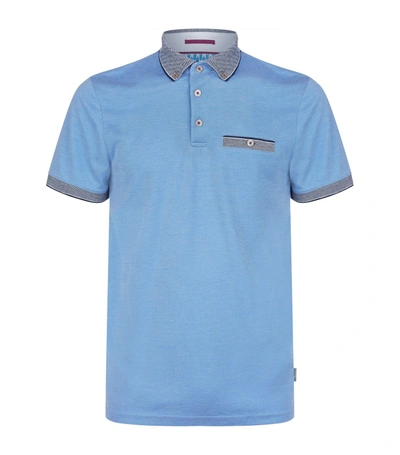 Shop Ted Baker Shapiro Oxford Polo Shirt In Blue