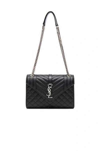 Shop Saint Laurent Medium Monogramme Envelope Chain Bag In Black