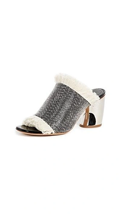 Shop Proenza Schouler Mule Sandals In Rafia/black