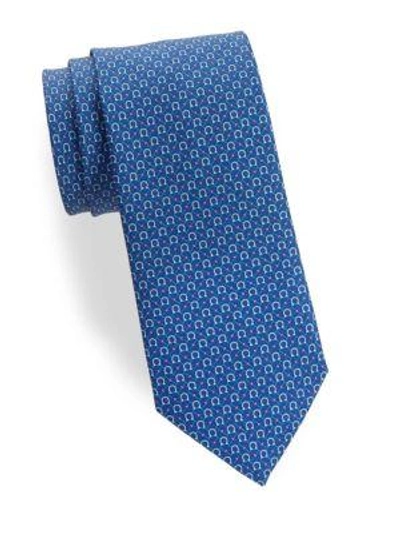 Shop Ferragamo Chained Gancini Silk Tie In Blue
