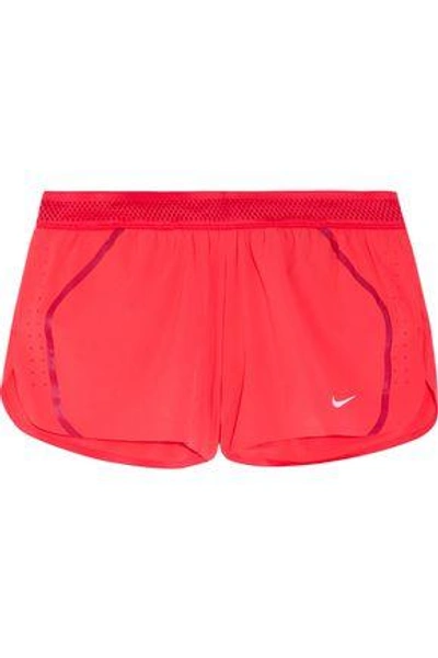 Shop Nike Woman Aeroswift Mesh-trimmed Dri-fit Stretch-shell Shorts Tomato Red