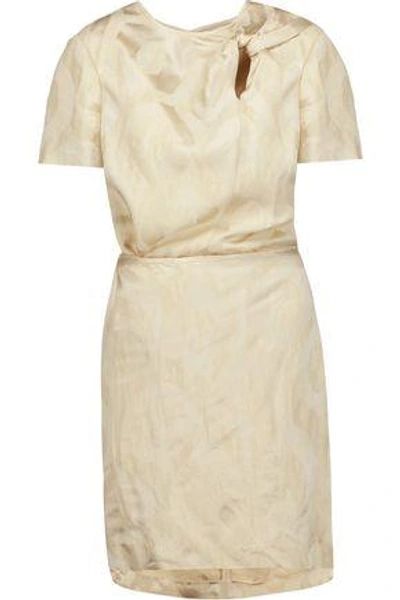 Shop Isabel Marant Woman Servane Layered Satin-jacquard Mini Wrap Dress Ecru