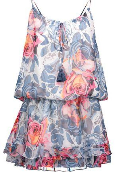 Shop Elizabeth And James Woman Kenji Floral-print Silk-chiffon Mini Dress Multicolor