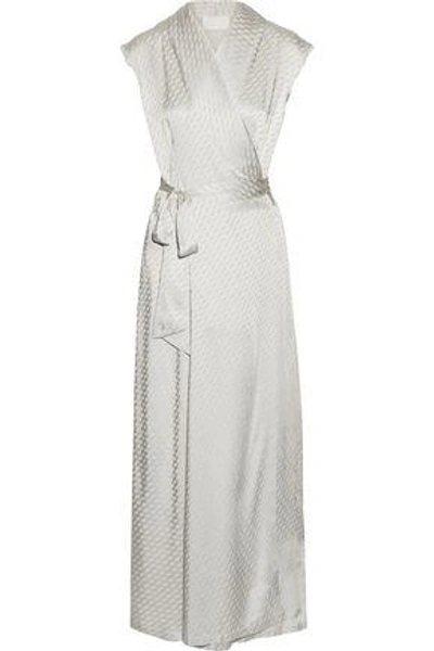 Shop Maison Margiela Woman Satin-jacquard Wrap Maxi Dress Silver