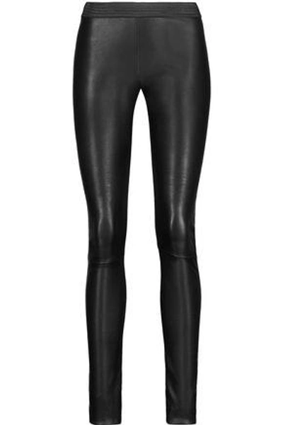 Shop Drome Woman Leather Leggings Black