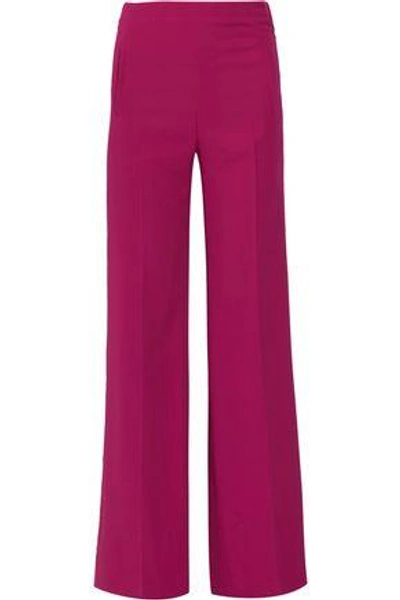 Shop Roland Mouret Woman Axon Stretch-crepe Wide-leg Pants Pink