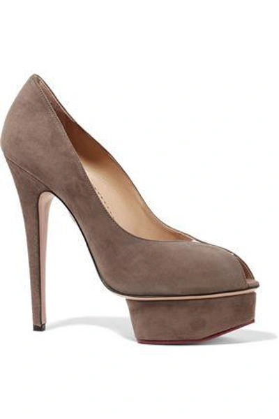 Shop Charlotte Olympia Daphne Suede Pumps In Gray