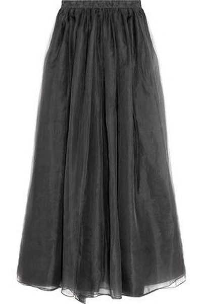 Shop Alice And Olivia Woman Abella Silk-organza Maxi Skirt Gray