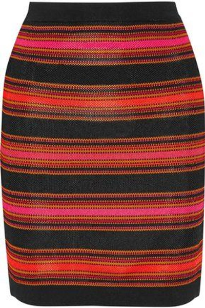 Shop Balmain Woman Intarsia-knit Mini Skirt Black