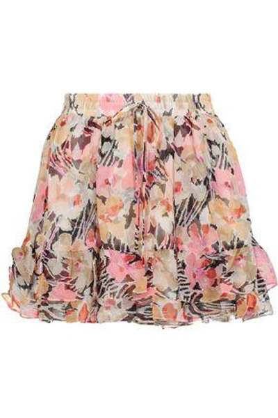 Shop Elizabeth And James Woman Laurel Floral-print Crinkled Silk-georgette Mini Skirt Multicolor