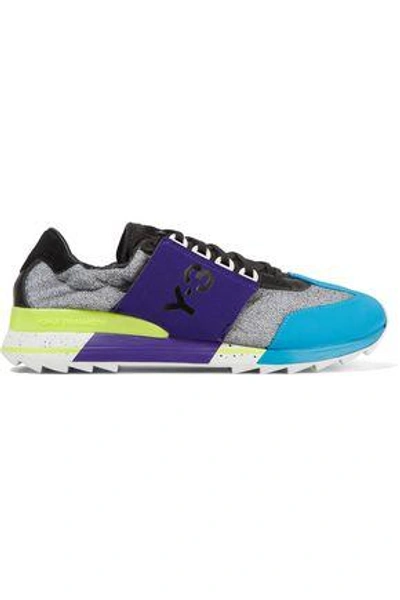 Shop Y-3 Woman + Adidas Originals Rhita Sport Leather-trimmed Mesh And Neoprene Sneakers Multicolor