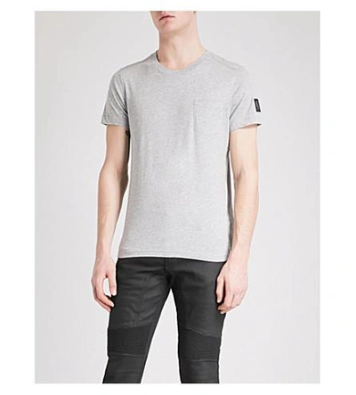Shop Belstaff Patch Pocket Cotton T-shirt In Grey Melange