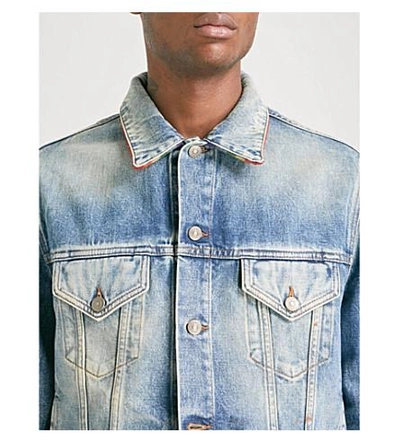 Shop Gucci Cemetery Forever Denim Jacket In Blue