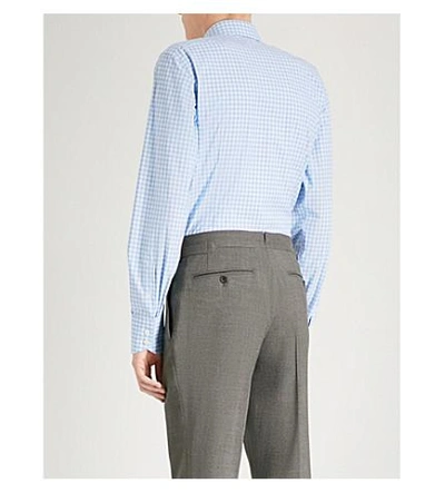 Shop Tom Ford Gingham Slim-fit Cotton-poplin Shirt In Blue