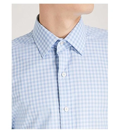 Shop Tom Ford Gingham Slim-fit Cotton-poplin Shirt In Blue