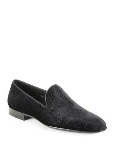 Shop Saks Fifth Avenue Collection By Magnanni Starry Night Velvet Smoking Slippers In Navy