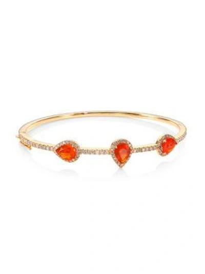Shop Bavna 18k Yellow Gold, Fire Opal & Diamond Bracelet In Rose Gold