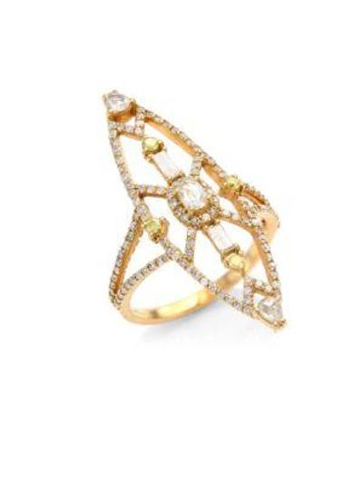 Shop Bavna Women's 18k Rose Gold & Diamond Cocktail Ring In Yellow Gold