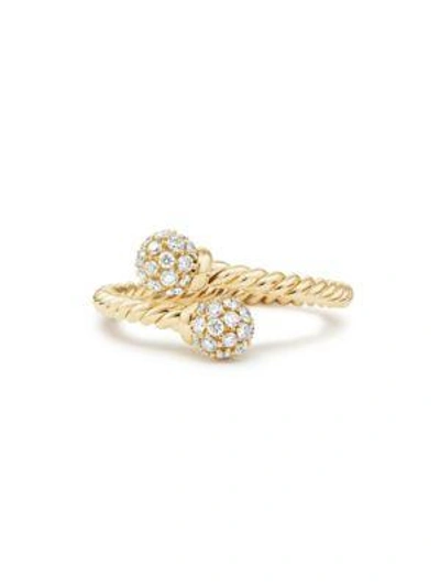 Shop David Yurman Women's Petite Solari Bypass Ring With Diamonds In 18k Yellow Gold