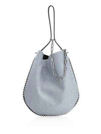 Shop Alexander Wang Roxy Denim Hobo Bag In Bleached