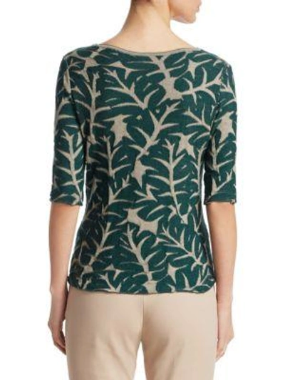 Shop Akris Punto Leaf-print Knit Pullover In Sand Palm Leaf