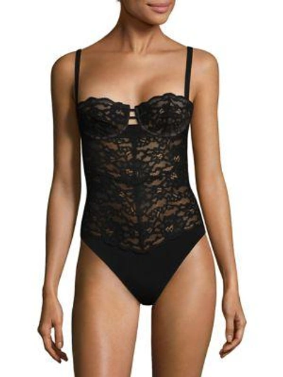 Shop Fleur Du Mal Charlotte Lace Balconette Bodysuit In Black