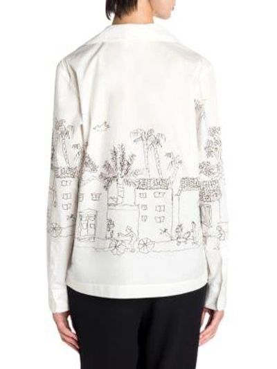 Shop Marni Cotton Poplin Artist Jacket In White Print