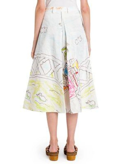 Shop Marni Pleated Artist Skirt In White Print