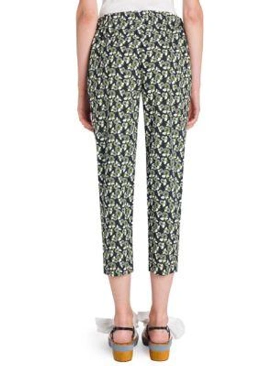 Shop Marni Floral Drawstring Trousers In Black-green