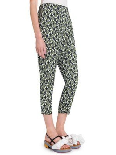 Shop Marni Floral Drawstring Pants In Black-green