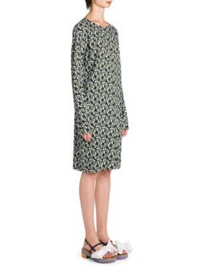 Shop Marni Floral Long-sleeve Dress In Black